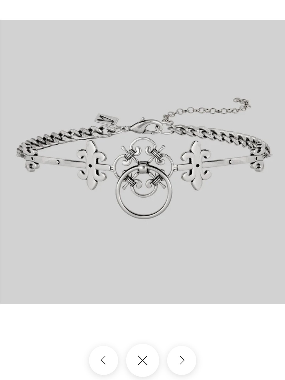 Regal Rose Fortress Silver Ring Choker Necklace - Women Jewelry - Picture 2 of 4